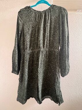 Women's Olive Green Long Sleeve Floral Dress